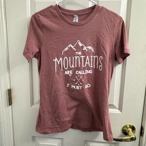 Thread Tank Pink Graphic T-Shirt with Mountain Design
